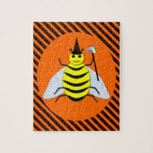 Puzzle Halloween Magic Bee Witch Naranja y Black Stripes