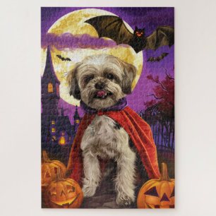 Puzzle Halloween Malti Tzu Calabazas Vampiro Espeluznante