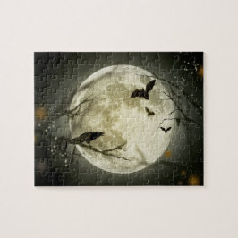 Puzzle Halloween Moon Spooky Crows