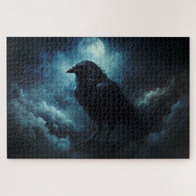 Puzzle Halloween Moon Spooky Crows (Horizontal)