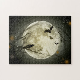 Puzzle Halloween Moon Spooky Crows