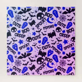 Puzzle Halloween morado, azul y negro lindo y divertido