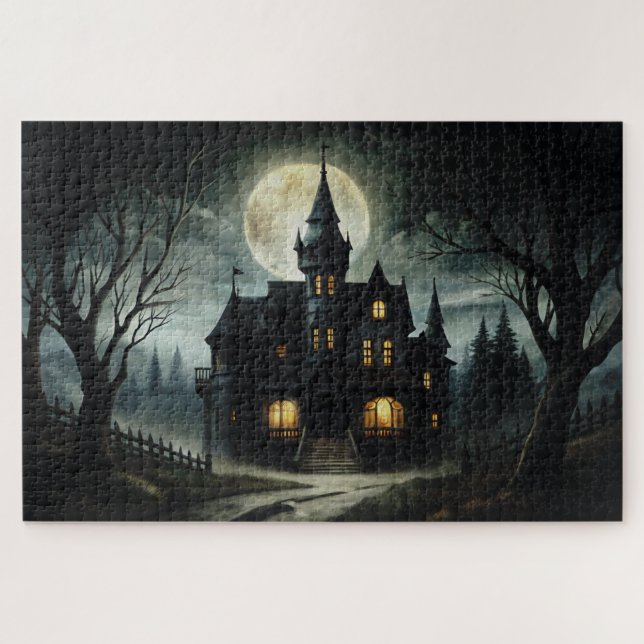 Puzzle Halloween Night Spooky Haunted Gothic Mansion (Horizontal)