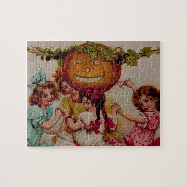 Puzzle Halloween Party Pumpkin Vintage Art (Horizontal)