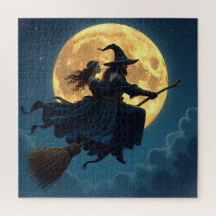 Puzzle Halloween personalizado de bruja y brujo
