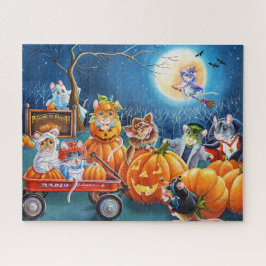 Puzzle Halloween ratones en arte acuarela de parche de ca
