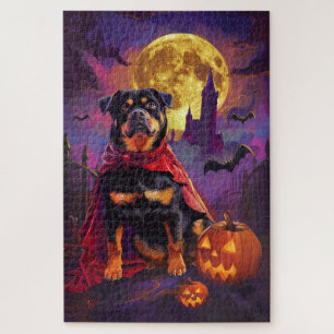 Puzzle Halloween Rottweiler Vampis Pumpkins Scary