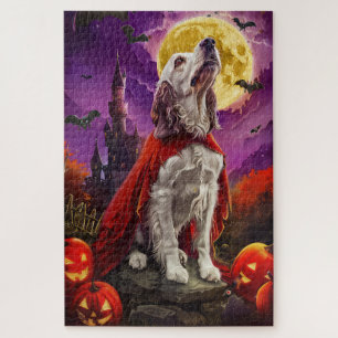 Puzzle Halloween Setter Inglés Vampiro Calabazas Espeluzn