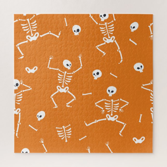 Puzzle Halloween Skeletans Diversión Patrón sin problemas (Vertical)