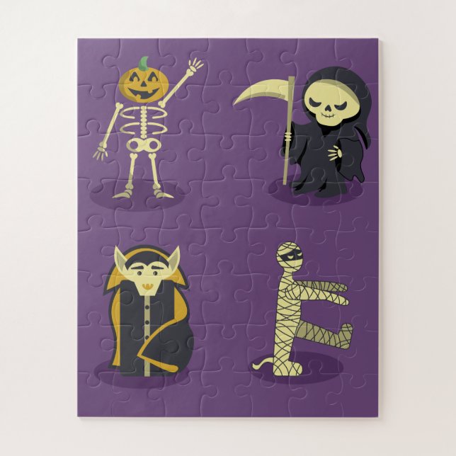 Puzzle Halloween Skeleton Dracula Mummy Grim Reaper (Vertical)