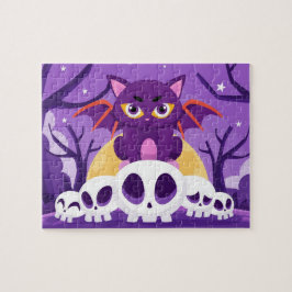 Puzzle Halloween Spooky Bat Cat Skulls Kizzle