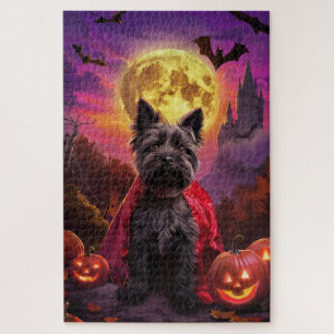 Puzzle Halloween Terrier Escocés Vampiro Calabazas Espelu