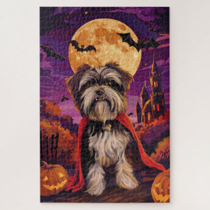 Puzzle Halloween Terrier Tibetano Calabazas de vampiro at