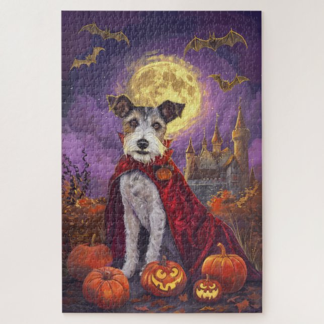 Puzzle Halloween Wirefox Terrier Vampiros Calabazas miedo (Vertical)