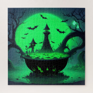 Puzzle Halloween Witch Cauldron