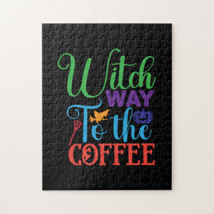 Puzzle Halloween Witch Way To the Coffee