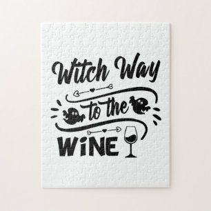 Puzzle Halloween Witch Way To The Wine Birthday