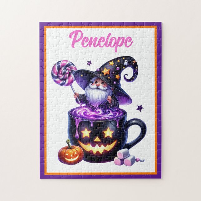 Puzzle Halloween Wizard In Pumpkin Mug Lollipop Magic (Vertical)
