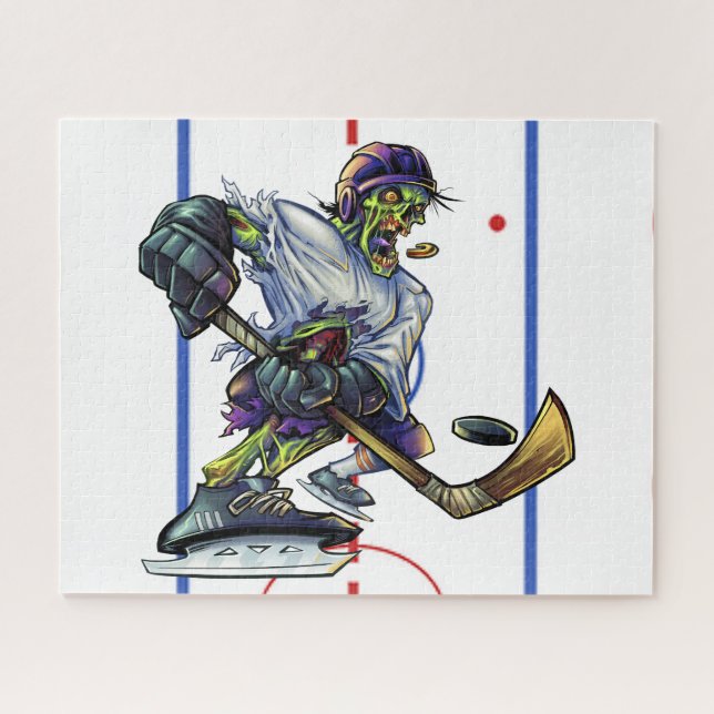 Puzzle Halloween Zombie Hockey Jugador Fundido Deporte (Horizontal)