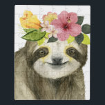 Puzzle Halo tropical | Sweet Sloth<br><div class="desc">Esta acuarela está decorada con una pereza adornada con una corona floral | Por Grace Popp. ID de la imagen: 123776GG</div>