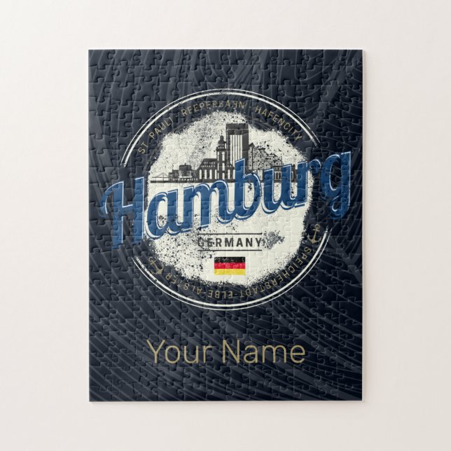 Puzzle Hamburg Skyline Alemania Vintage Holiday Souvenir (Vertical)