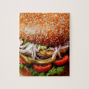 Puzzle hamburguesa de cheeseburger de novedad gourmet div