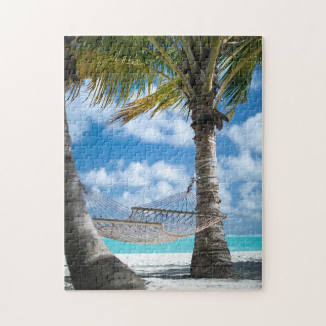 Puzzle Hammock Coconut Trees foto de verano en vacaciones (Vertical)
