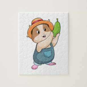 Puzzle Hamster como granjero con Zucchini