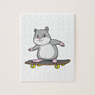 Puzzle Hámster como Skater con Skateboard