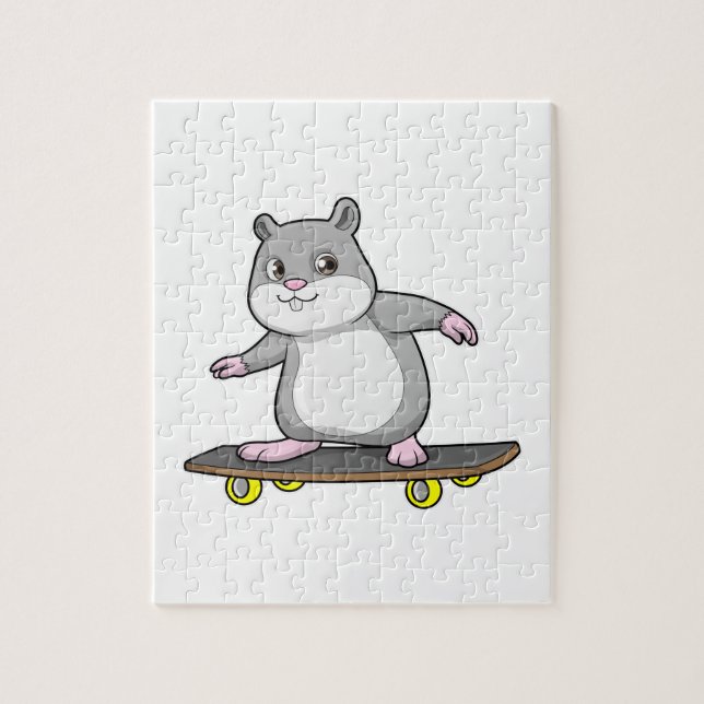 Puzzle Hámster como Skater con Skateboard (Vertical)