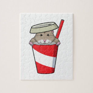 Puzzle Hamster con bebida