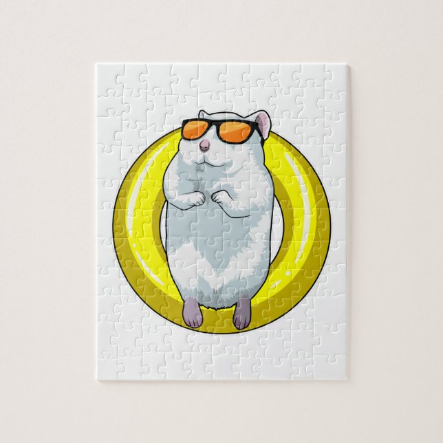 Puzzle Hamster en Natación con anillo de natación (Vertical)
