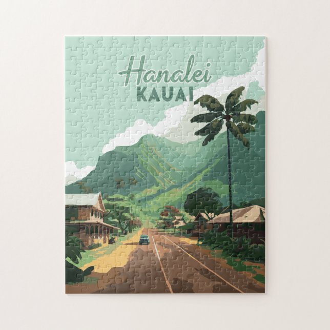 Puzzle Hanalei Kauai Hawaii Bay Mountains Green (Vertical)