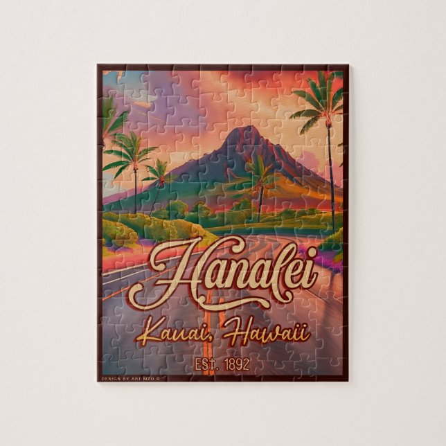 Puzzle Hanalei Kauai Hawaii Ruta del Volcán Retro de los  (Vertical)