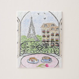 Puzzle Handpainted Whimsical Paris and Eiffel Tower