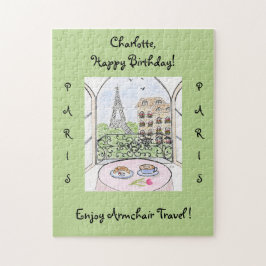 Puzzle Handpainted Whimsical Paris Eiffel Tower CUSTOMIZE