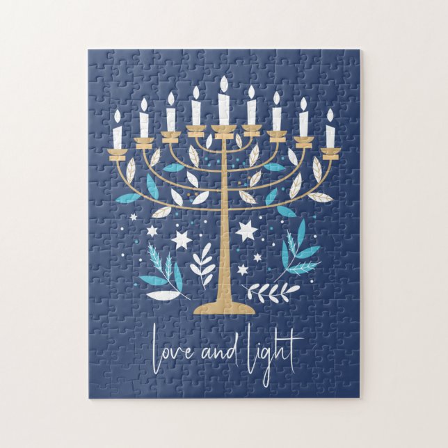 Puzzle Hanukkah Amor y Luz Floral Menorah (Vertical)