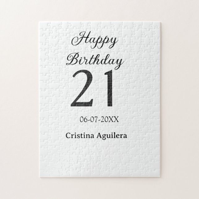 Puzzle Happy 21st birthday bold letter simple name minima (Vertical)