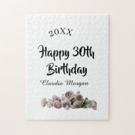 Puzzle Happy 30th birthday pink white mauve floral name y