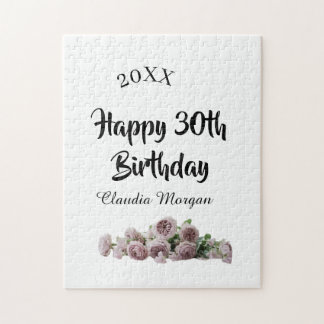 Puzzle Happy 30th birthday pink white mauve floral name y