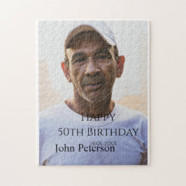 Puzzle Happy 50th birthday name photo year man simple min