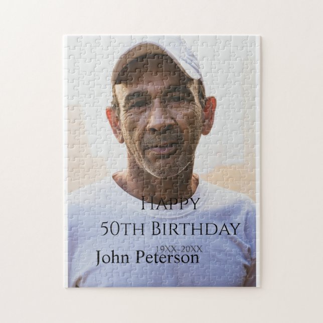 Puzzle Happy 50th birthday name photo year man simple min (Vertical)