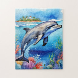 Puzzle Happy Dolphin Tropical Ocean Coral Beach