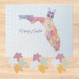 Puzzle Happy Easter from Florida Pastel Eggs and Bunny