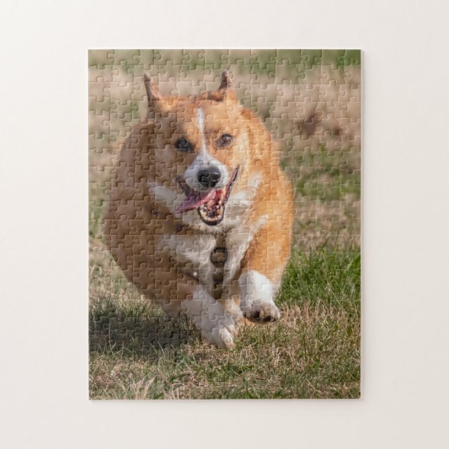 Puzzle Happy Face Running Corgi (Vertical)