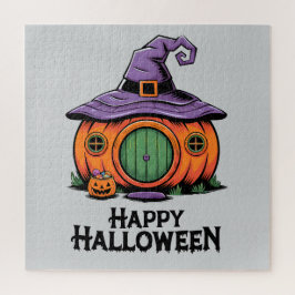 Puzzle Happy Halloween Pumpkin Cottage & Witch Hat Roof