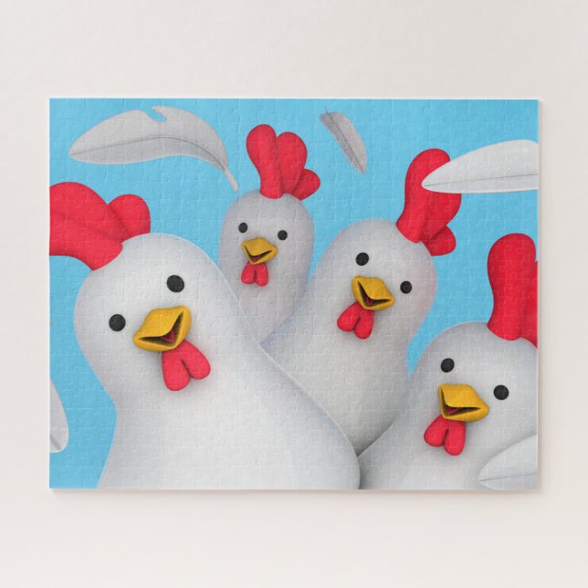 Puzzle Happy hen clipart (Horizontal)