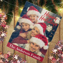 Puzzle Happy Holidays I Family Name Personalized Photo 