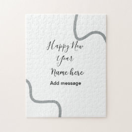 Puzzle Happy new year name message gray simple holiday 