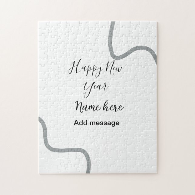 Puzzle Happy new year name message gray simple holiday  (Vertical)